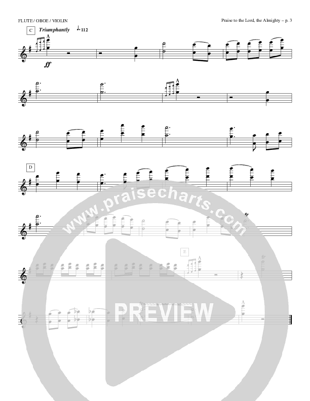 Praise To The Lord The Almighty Flute/Oboe (Todd Billingsley)