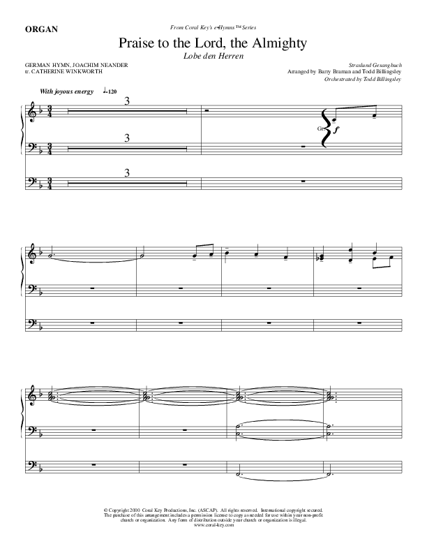 Praise To The Lord The Almighty Organ (Todd Billingsley)