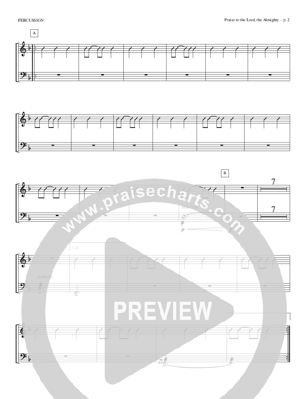 Praise To The Lord The Almighty Percussion (Todd Billingsley)