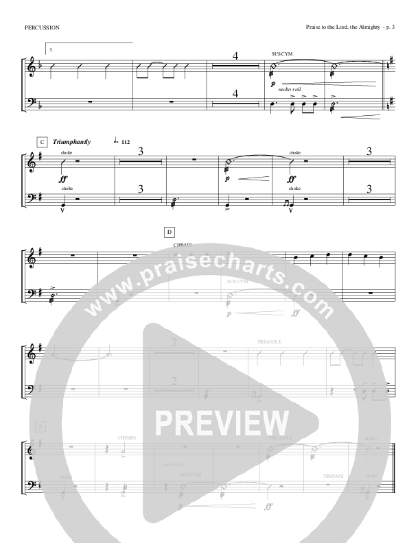 Praise To The Lord The Almighty Percussion (Todd Billingsley)