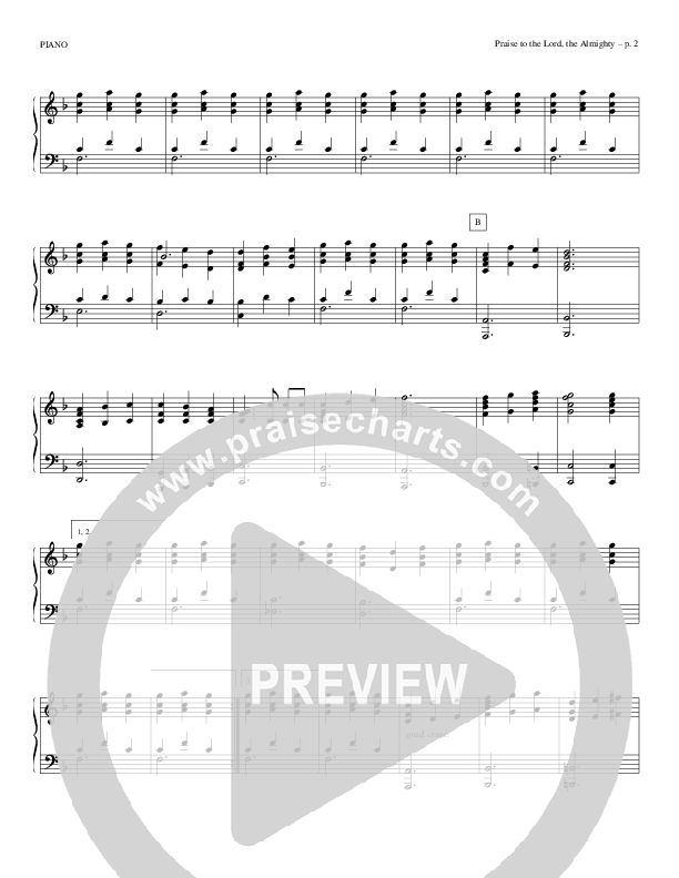 Praise To The Lord The Almighty Piano Sheet (Todd Billingsley)