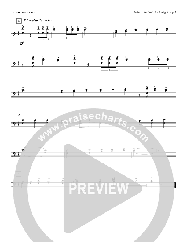 Praise To The Lord The Almighty Trombone 1/2 (Todd Billingsley)