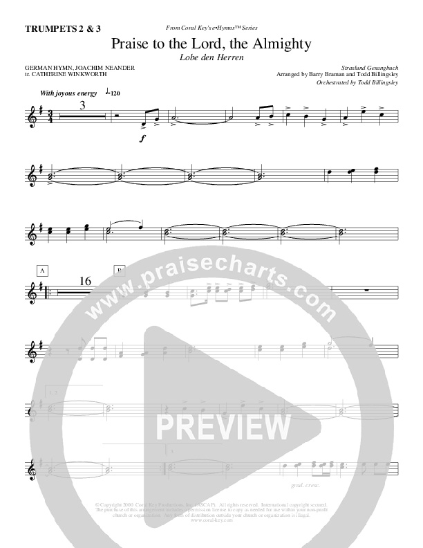 Praise To The Lord The Almighty Trumpet 2/3 (Todd Billingsley)