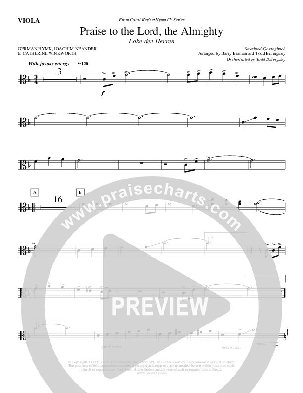 Praise To The Lord The Almighty Viola (Todd Billingsley)