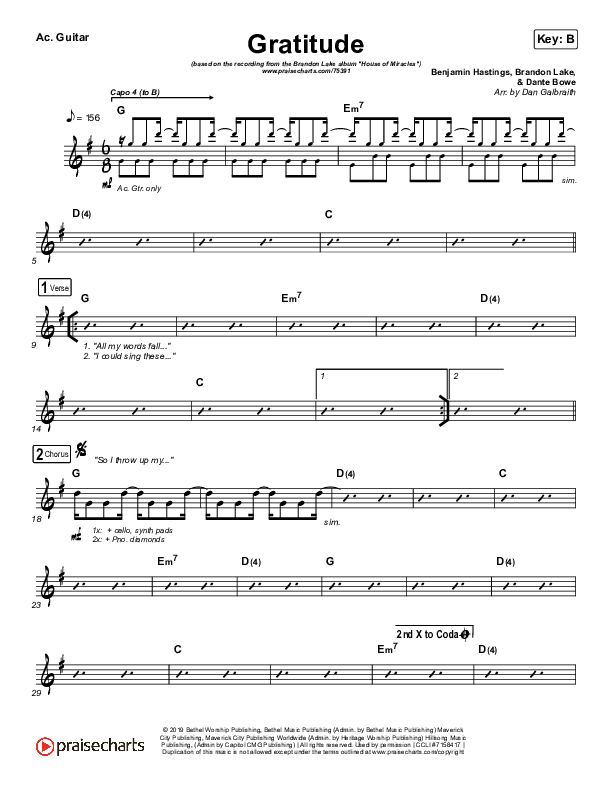 Gratitude Acoustic Guitar (Brandon Lake)