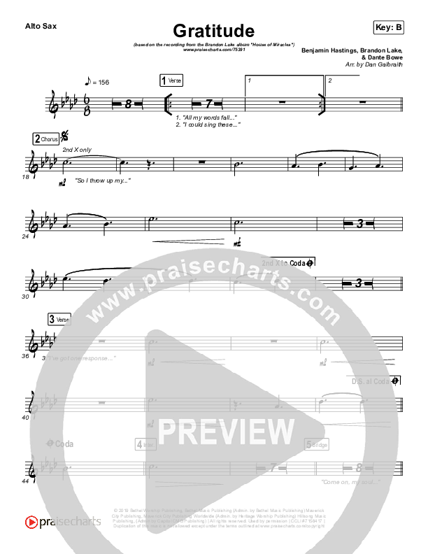 Gratitude Alto Sax (Brandon Lake)