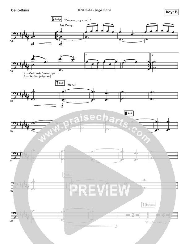 Gratitude Cello/Bass (Brandon Lake)