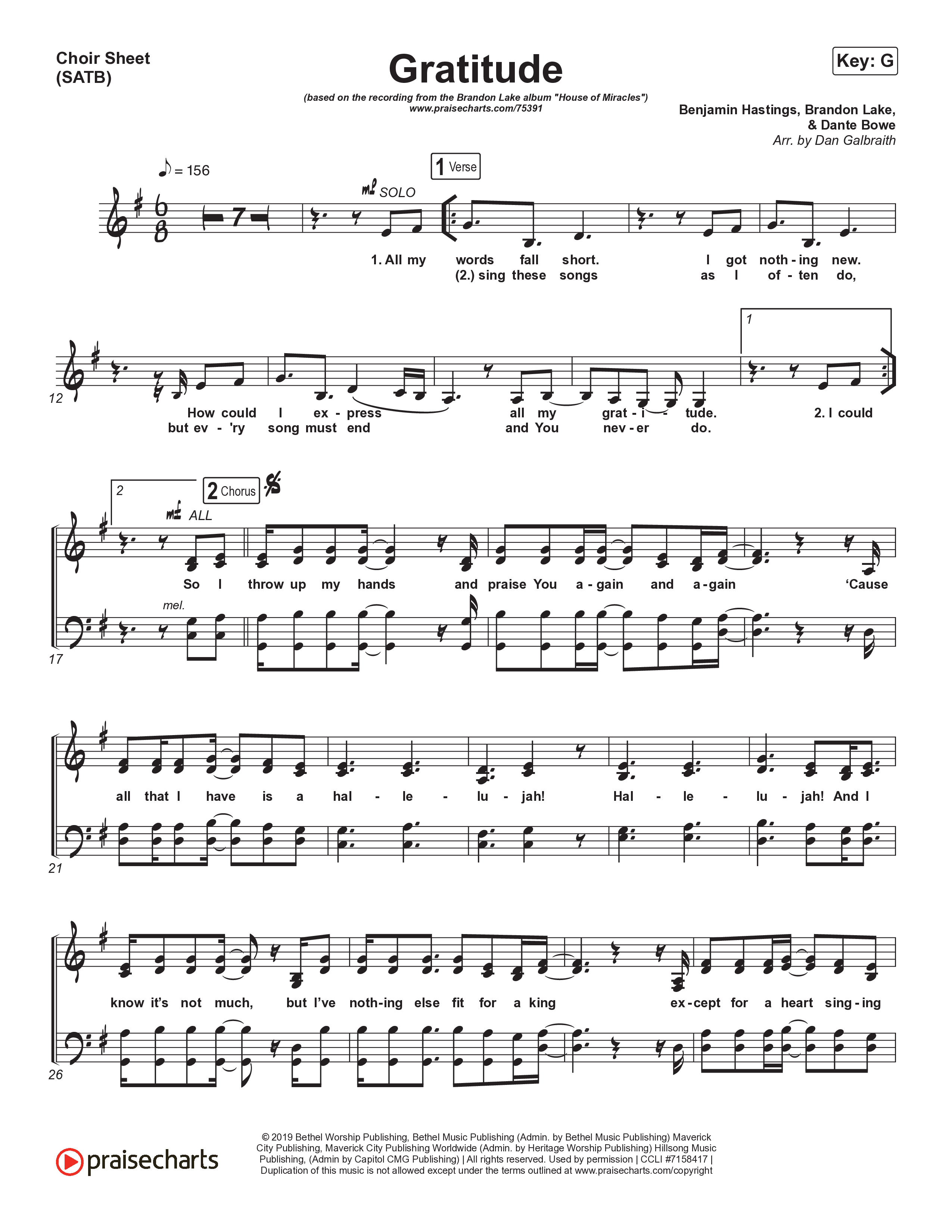 Gratitude Choir Vocals (SATB) (Brandon Lake)