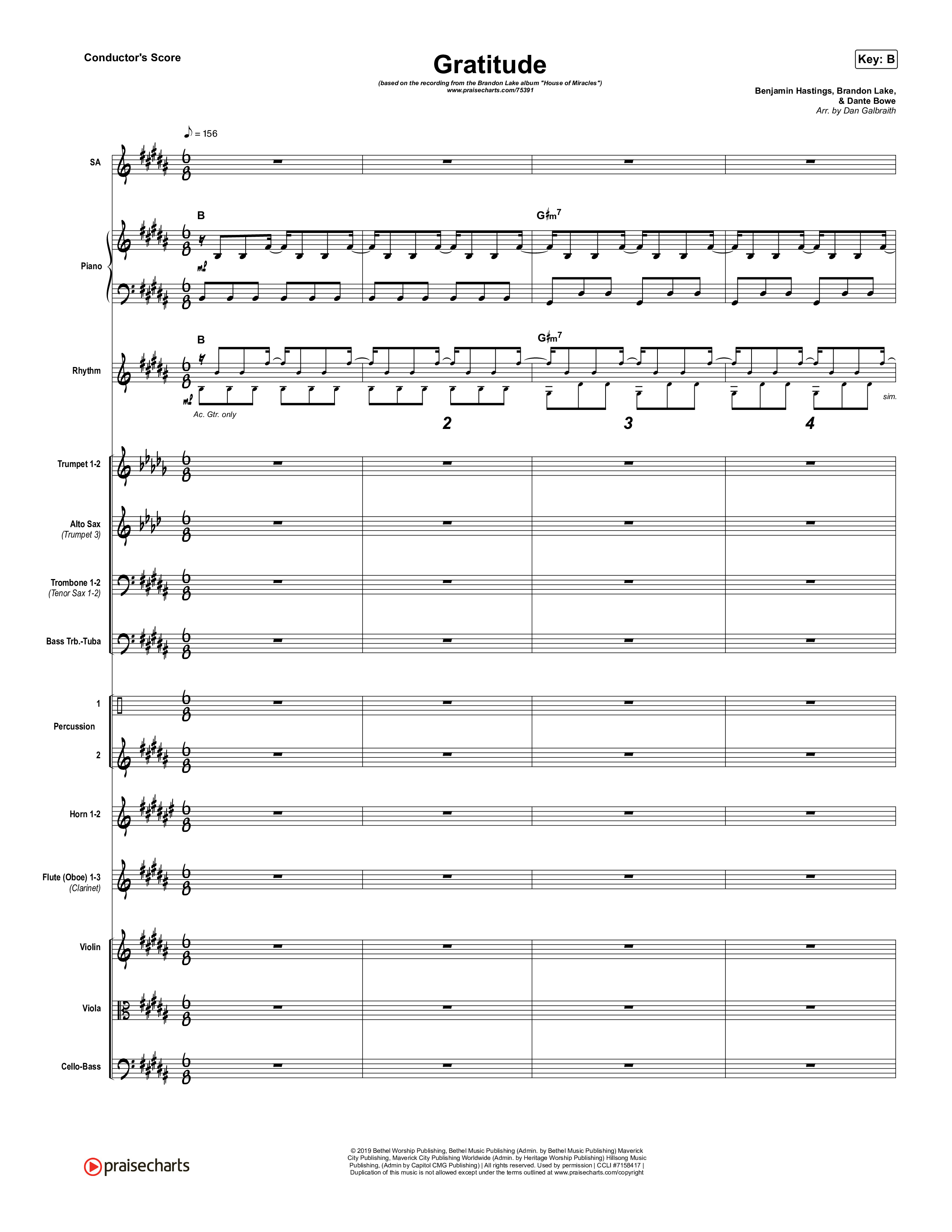 Gratitude Conductor's Score (Brandon Lake)