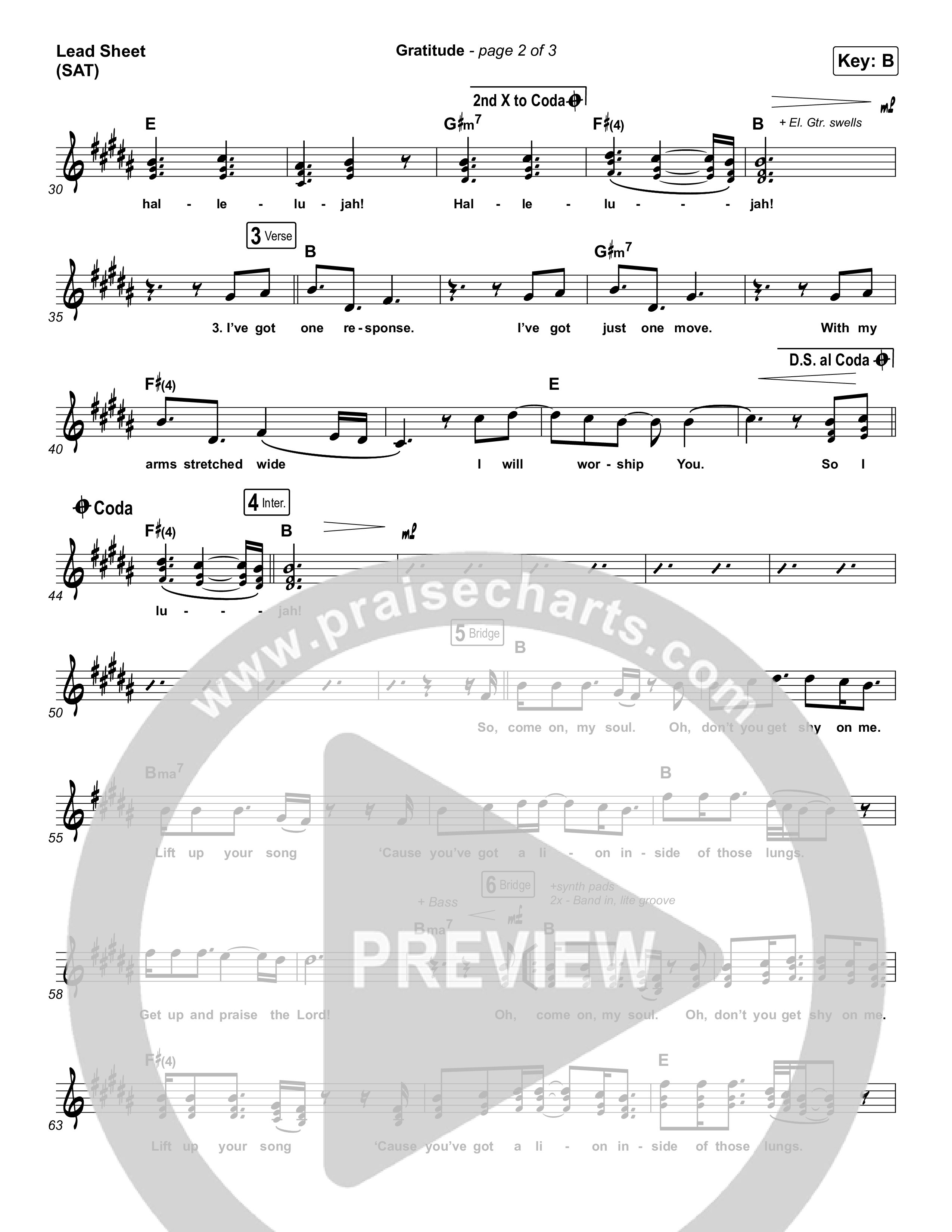 Gratitude Lead Sheet (SAT) (Brandon Lake)