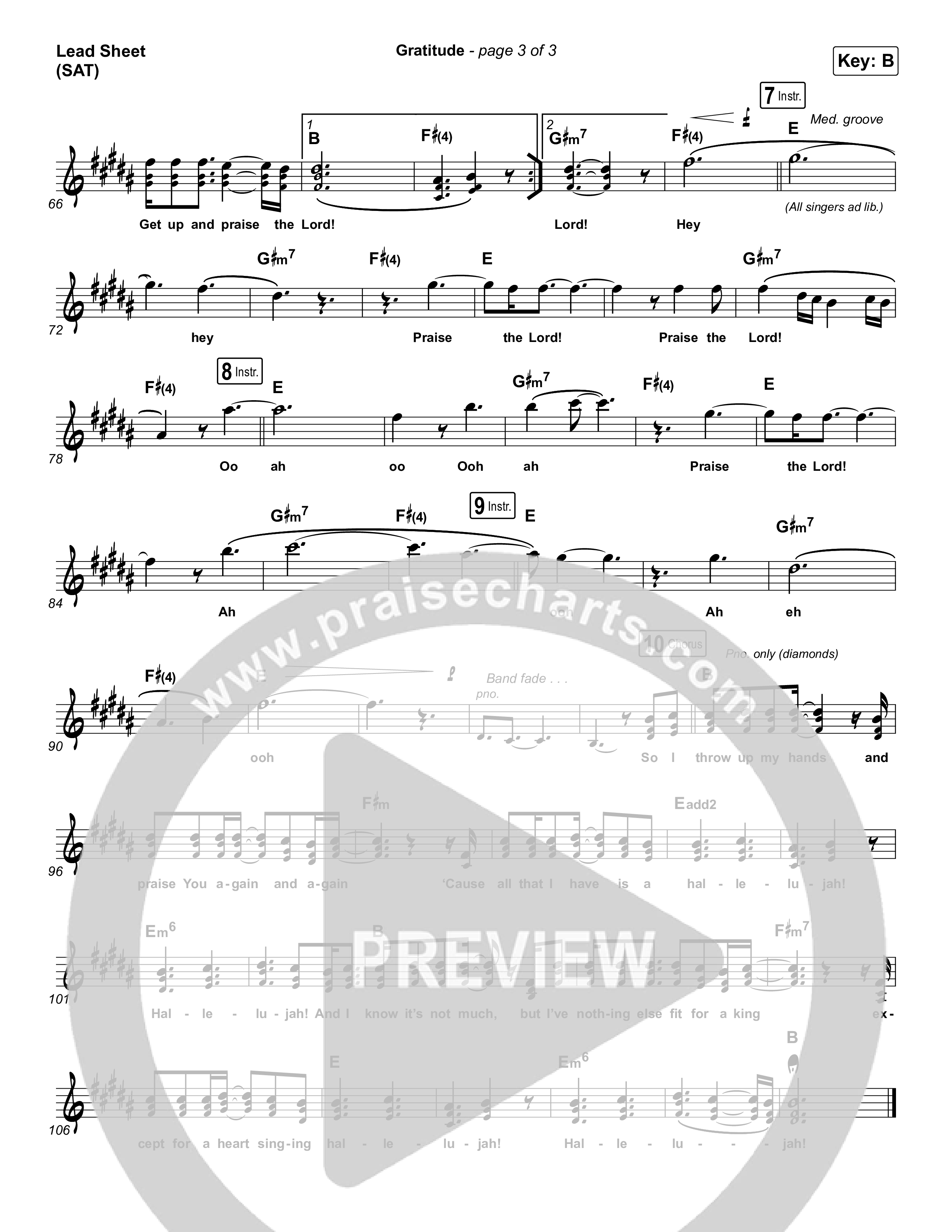 Gratitude Lead Sheet (SAT) (Brandon Lake)