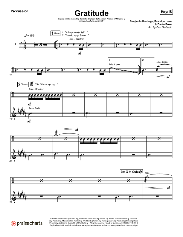 Gratitude Percussion (Brandon Lake)