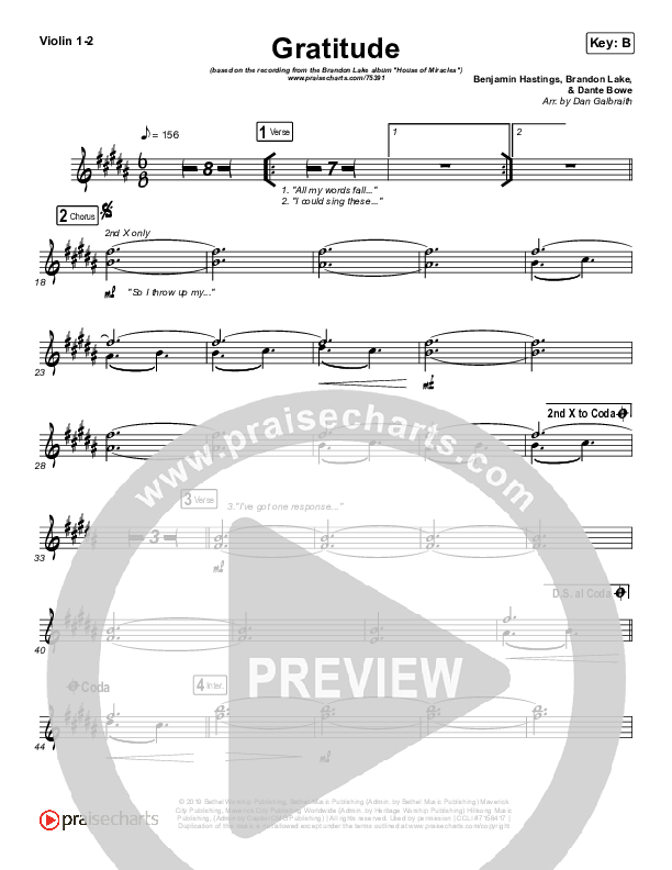 Gratitude Violin 1,2 (Brandon Lake)