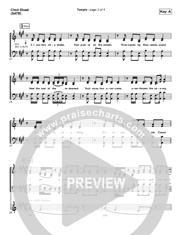 Temple Choir Sheet (SATB) (Brandon Lake)