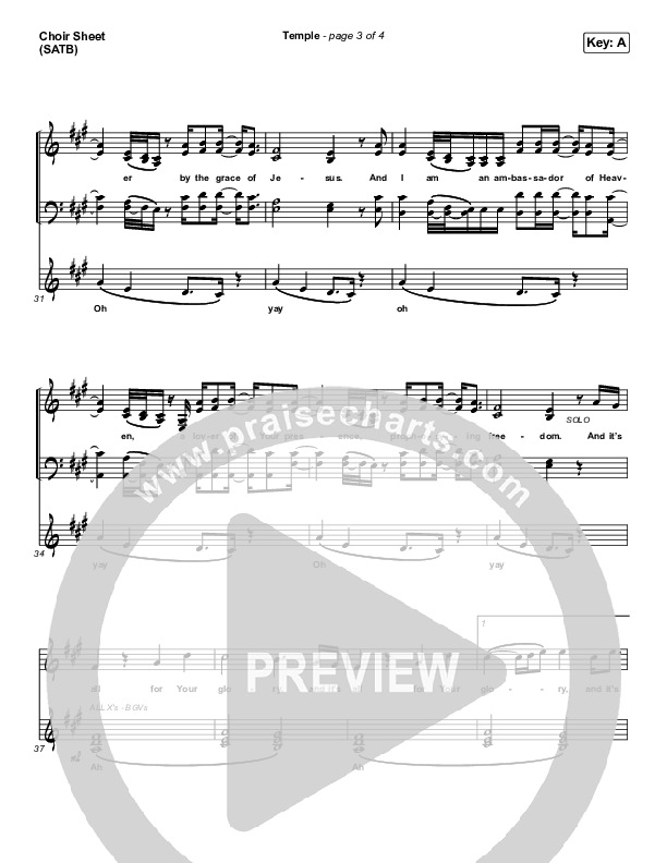 Temple Choir Sheet (SATB) (Brandon Lake)