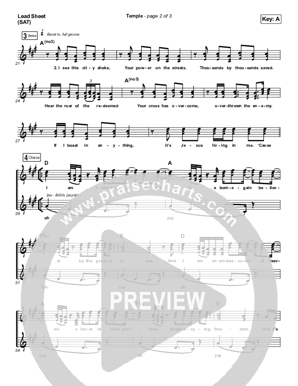 Temple Lead Sheet (SAT) (Brandon Lake)