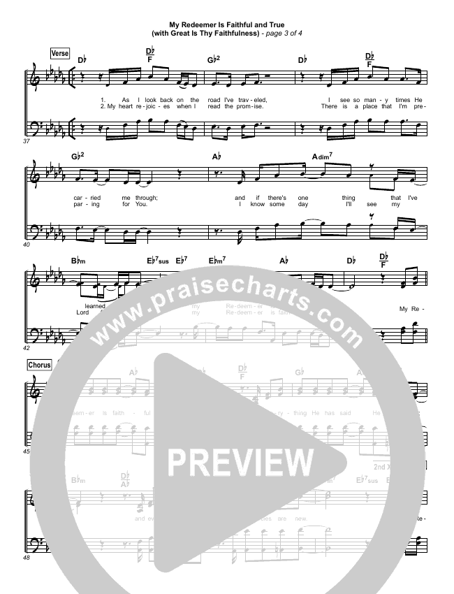 My Redeemer Is Faithful And True With Great Is Thy Faithfulness Hymn Sheet Keith Kristyn Getty Steven Curtis Chapman Praisecharts
