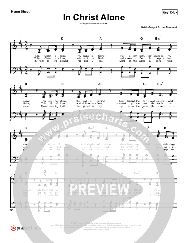In Christ Alone Hymn Sheet (Keith & Kristyn Getty)
