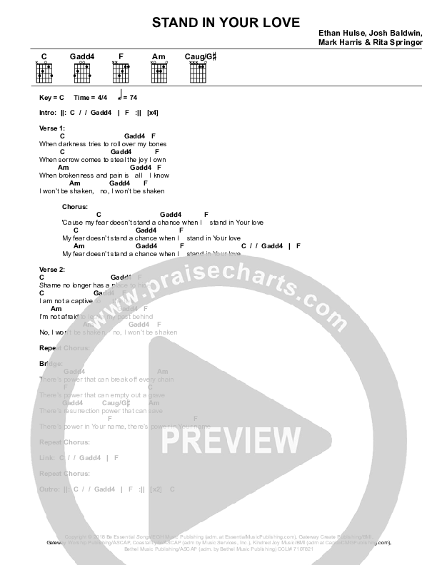 Stand In Your Love Chords PDF (WorshipTeam.tv) - PraiseCharts