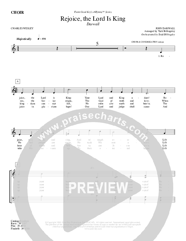 Rejoice The Lord Is King Choir Sheet (Todd Billingsley)
