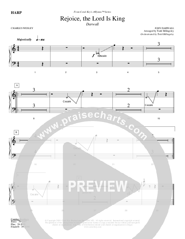 Rejoice The Lord Is King Harp (Todd Billingsley)