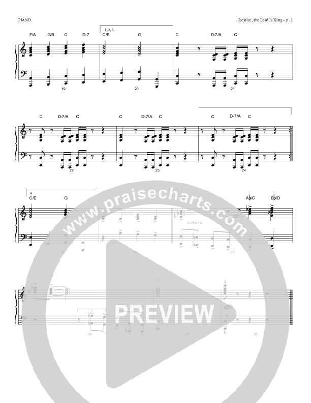 Rejoice The Lord Is King Piano Sheet (Todd Billingsley)