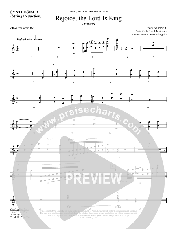 Rejoice The Lord Is King Synth Strings (Todd Billingsley)