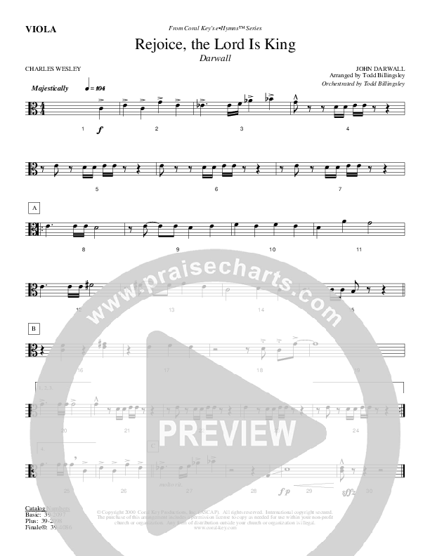 Rejoice The Lord Is King Viola (Todd Billingsley)