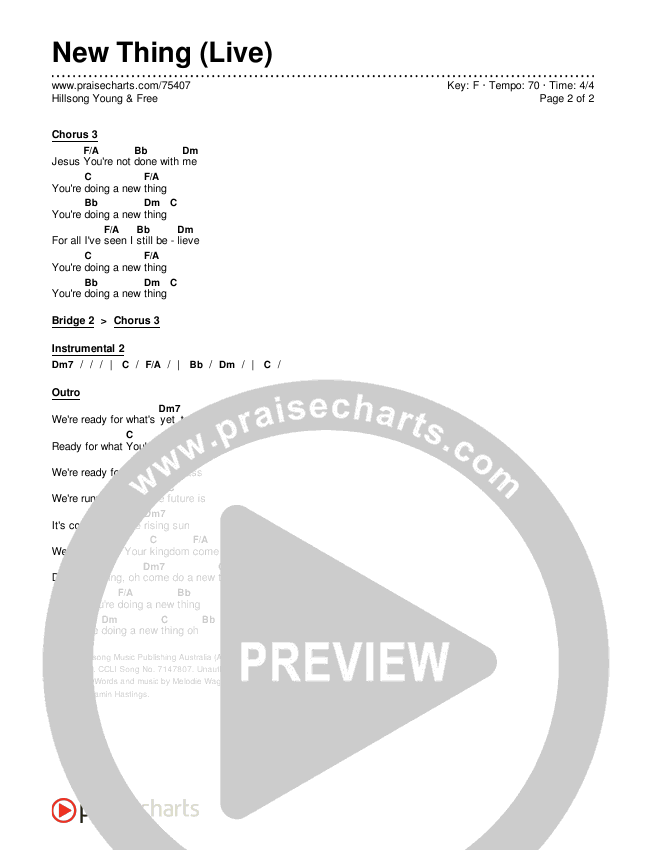 New Thing (Live) Chords & Lyrics (Hillsong Young & Free)