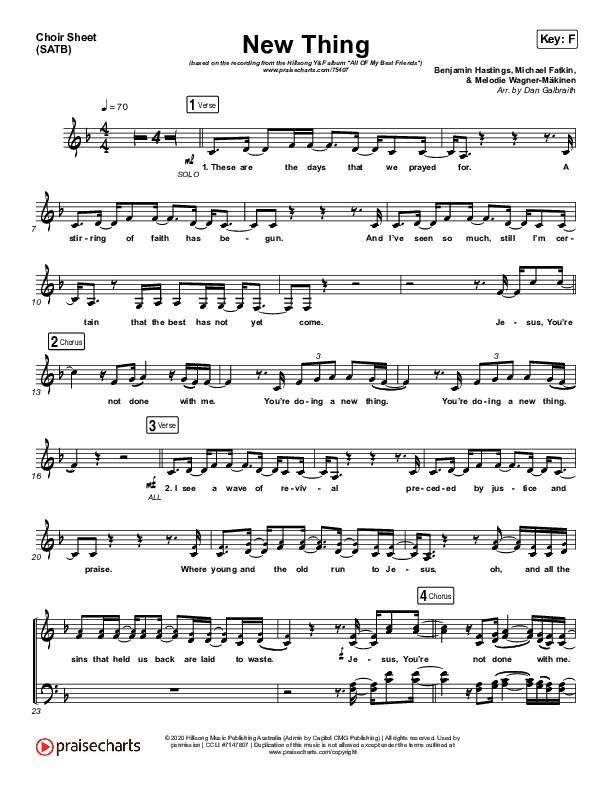New Thing (Live) Choir Vocals (SATB) (Hillsong Young & Free)