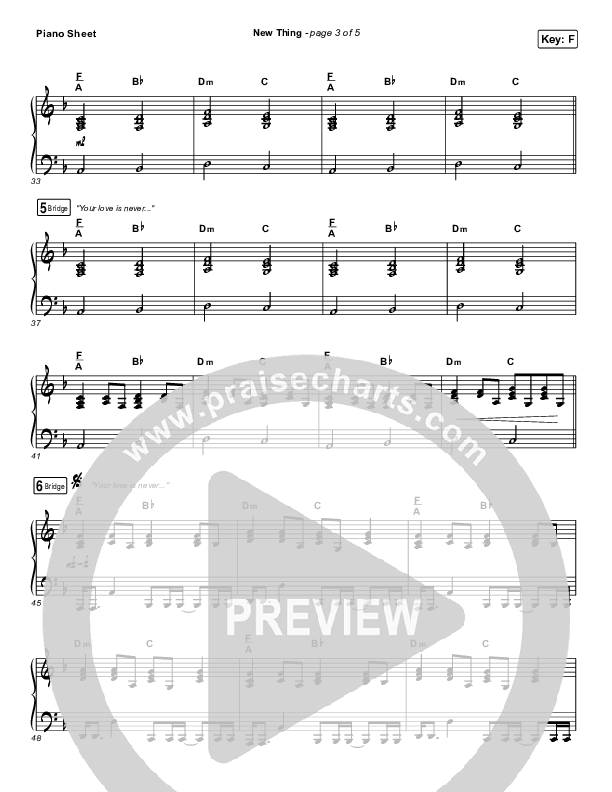 New Thing (Live) Piano Sheet (Hillsong Young & Free)