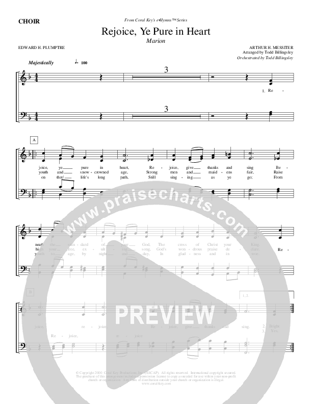 Rejoice Ye Pure In Heart Choir Sheet (Todd Billingsley)