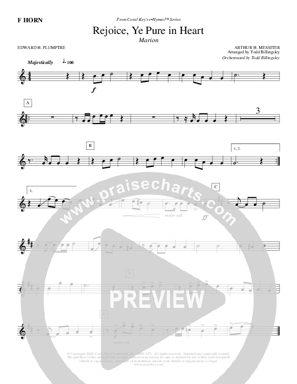 Rejoice Ye Pure In Heart French Horn (Todd Billingsley)