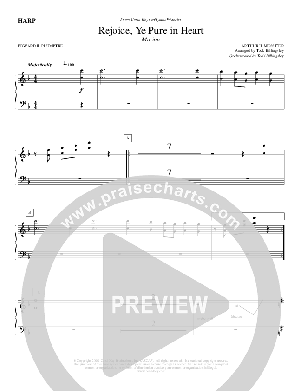 Rejoice Ye Pure In Heart Harp (Todd Billingsley)