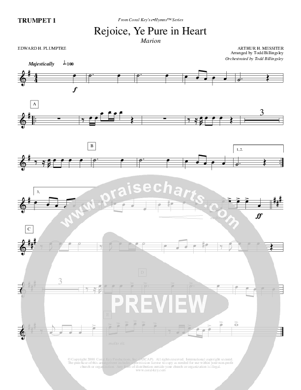Rejoice Ye Pure In Heart Trumpet 1 (Todd Billingsley)