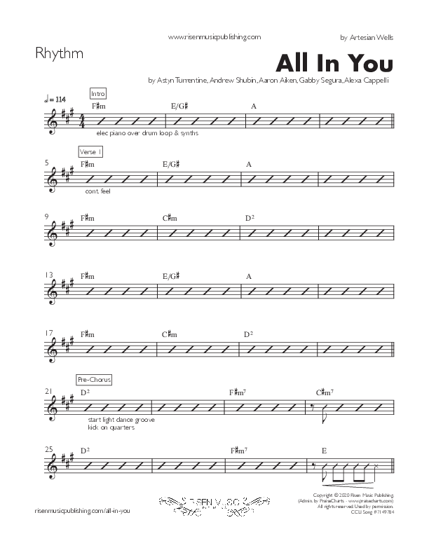 All In You Rhythm Chart (Artesian Wells Worship)