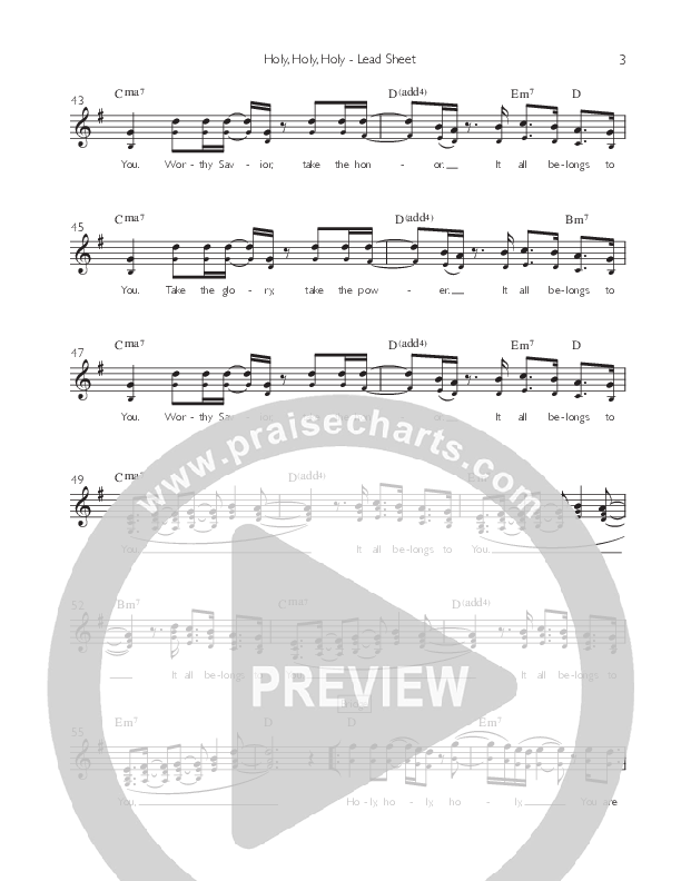 Holy Holy Holy (It All Belongs) Lead Sheet (Artesian Wells Worship)