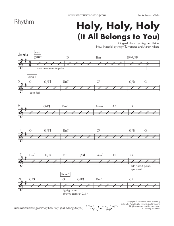 Holy Holy Holy (It All Belongs) Rhythm Chart (Artesian Wells Worship)