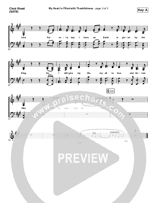 My Heart Is Filled With Thankfulness Choir Sheet (SATB) (Keith & Kristyn Getty)