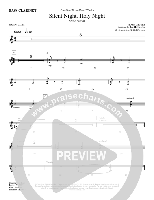 Silent Night Holy Night Bass Clarinet (Todd Billingsley)