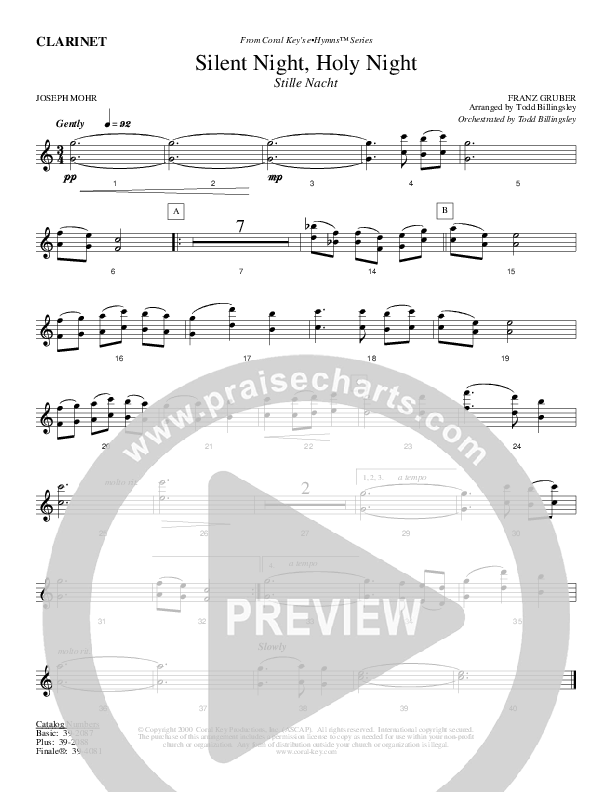 Silent Night Holy Night Clarinet (Todd Billingsley)