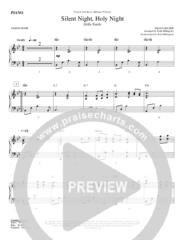 Silent Night Holy Night Piano Sheet (Todd Billingsley)