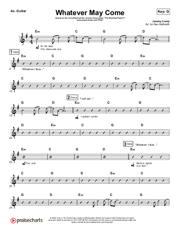 Whatever May Come Acoustic Guitar (Jeremy Camp / Adrienne Camp)