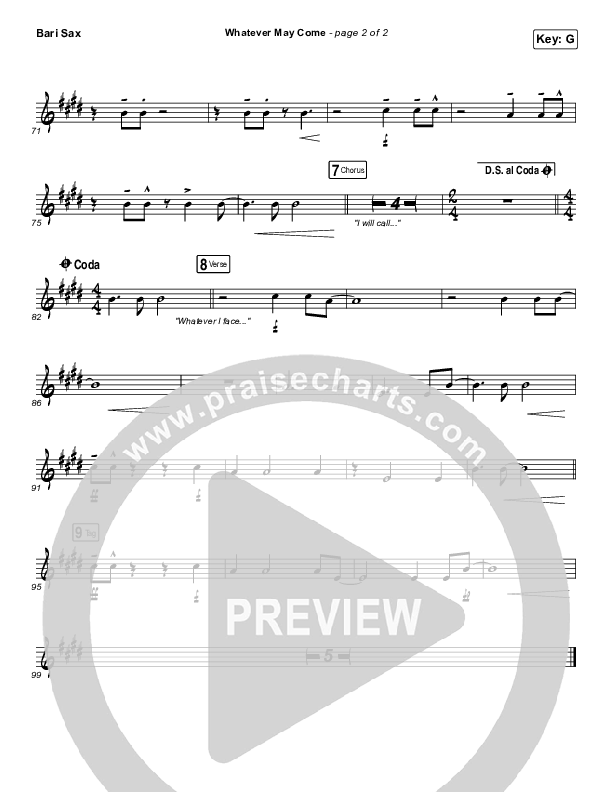 Whatever May Come Bari Sax (Jeremy Camp / Adrienne Camp)