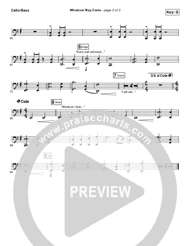 Whatever May Come Cello/Bass (Jeremy Camp / Adrienne Camp)