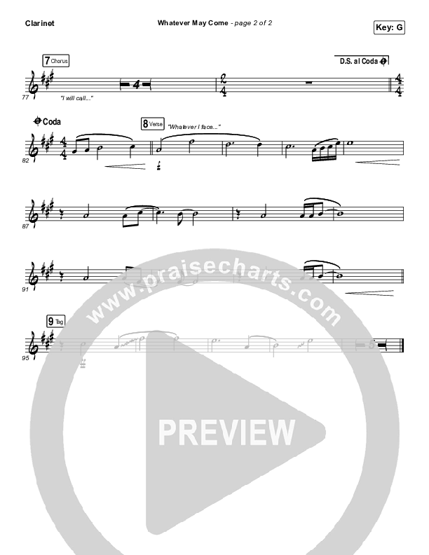 Whatever May Come Clarinet (Jeremy Camp / Adrienne Camp)