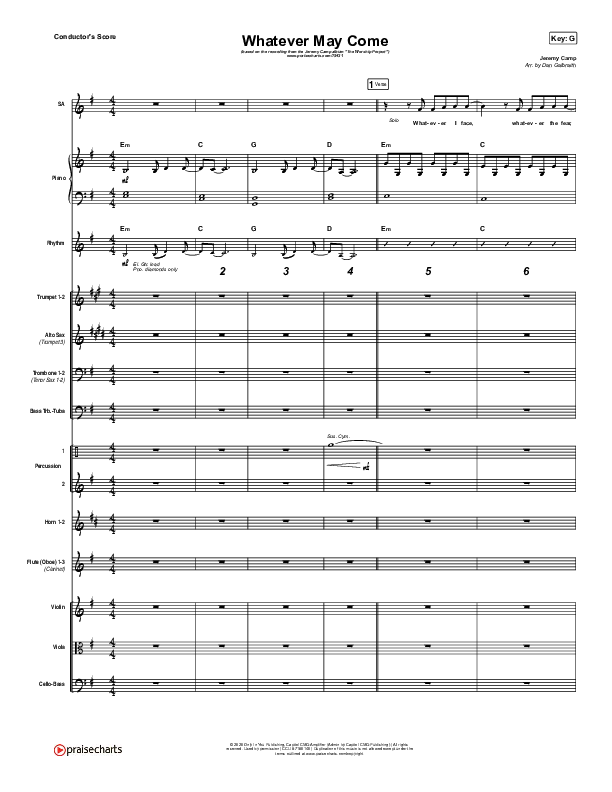 Whatever May Come Conductor's Score (Jeremy Camp / Adrienne Camp)