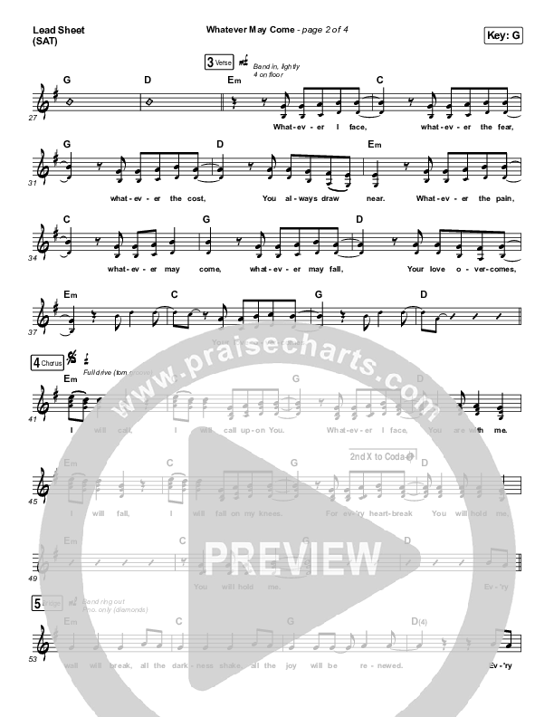Whatever May Come Lead Sheet (SAT) (Jeremy Camp / Adrienne Camp)