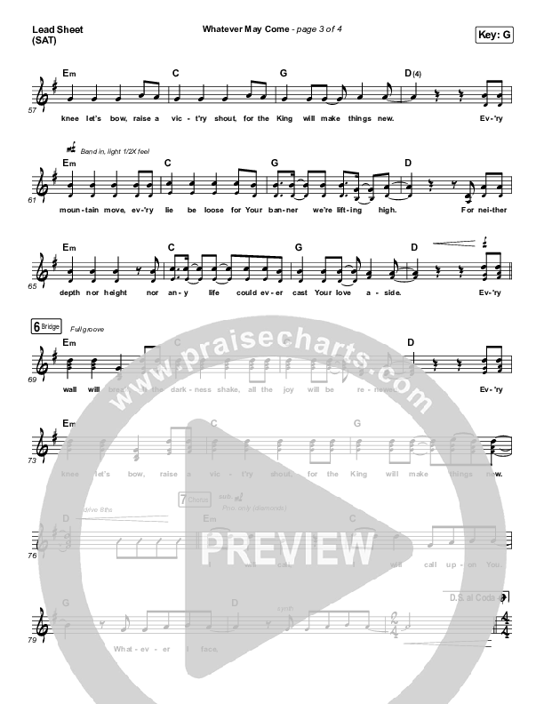 Whatever May Come Lead Sheet (SAT) (Jeremy Camp / Adrienne Camp)