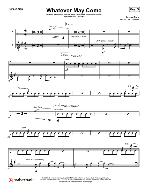 Whatever May Come Percussion (Jeremy Camp / Adrienne Camp)